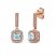 Aquamarine & Diamond Drop Earrings 1/8 ct tw Cushion/Round-cut 10K Rose Gold