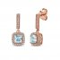 Aquamarine & Diamond Drop Earrings 1/8 ct tw Cushion/Round-cut 10K Rose Gold