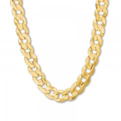 Men's Cuban Curb Chain Necklace 14K Yellow Gold 22" Length