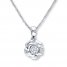 Diamond Flower Necklace 1/20 Carat Round-cut Sterling Silver