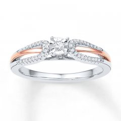 Promise Ring 1/6 ct tw Diamonds Sterling Silver/10K Gold