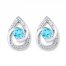 Blue Topaz Earrings Diamond Accents 10K White Gold