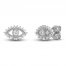 Diamond Evil Eye Earrings 1/4 ct tw Round & Baguette 10K White Gold