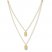 Dog Tag Layered Necklace 14K Yellow Gold 16" to 18" Adjustable