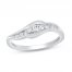 Diamond Anniversary Ring 1/6 ct tw Baguette/Round-cut 10K White Gold