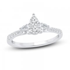 Diamond Engagement Ring 3/8 ct tw Round/Pear 10K White Gold