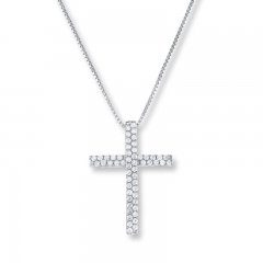 Cross Necklace 1/3 ct tw Diamonds 10K White Gold