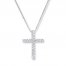 Cross Necklace 1/3 ct tw Diamonds 10K White Gold