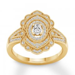 Diamond Ring 3/8 ct tw Oval/Round 10K Yellow Gold