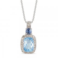 Le Vian Aquamarine & Sapphire Necklace 1/4 ct tw Diamonds 14K Vanilla Gold 18"