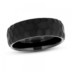 Wedding Band Hammered Tungsten 8mm