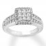 Diamond Engagement Ring 7/8 ct tw Princess/Round 14K White Gold