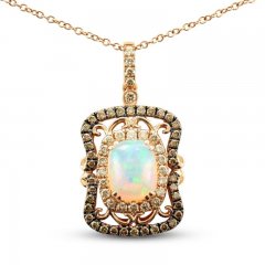 Le Vian Creme Brulee Opal Necklace 7/8 ct tw Diamonds 14K Strawberry Gold 18"