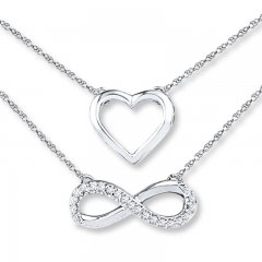 Infinity Heart Necklace 1/20 ct tw Diamonds Sterling Silver