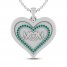 Lab-Created Emerald MOM Heart Necklace Sterling Silver 18"