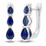 Blue/White Lab-Created Sapphire Three-Stone Hoop Earrings Sterling Silver