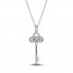 Diamond Key Necklace 1/5 ct tw Round-cut Sterling Silver 18"