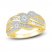 Diamond Three Flower Ring 1/2 ct tw Round & Baguette-cut 10K Yellow Gold