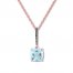 Blue Topaz & Black Diamond Necklace 10K Rose Gold