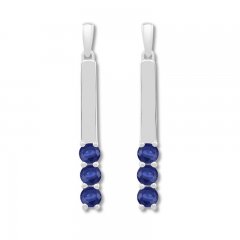 Lab-Created Sapphire Vertical Bar Earrings Sterling Silver