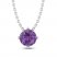 Amethyst Solitaire Necklace Round-cut Sterling Silver 18"