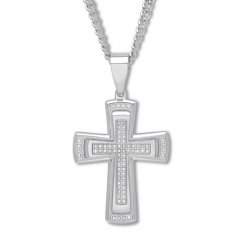 Men's Diamond Cross Necklace 3/8 ct tw Stainless Steel