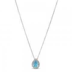 Le Vian Aquamarine & Diamond Necklace 1/8 ct tw 14K Vanilla Gold 18"