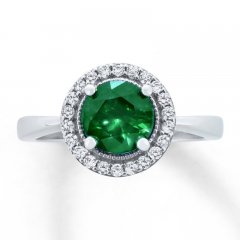 Lab-Created Emerald Ring Lab-Created Sapphires Sterling Silver