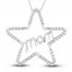 Diamond Mom Star Pendant 1/6 ct tw Round-cut Sterling Silver