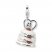 Wedding Cake Charm White/Red Enamel Sterling Silver