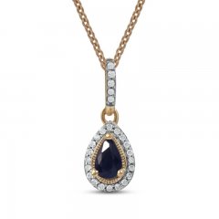 Blue Sapphire & Diamond Necklace 1/20 ct tw 10K Yellow Gold 18"