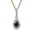 Blue Sapphire & Diamond Necklace 1/20 ct tw 10K Yellow Gold 18"