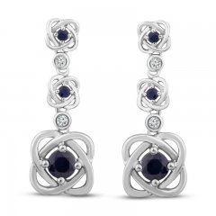 Center of Me Blue Sapphire & Diamond Dangle Earrings 10K White Gold