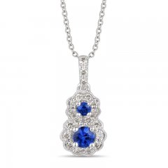 Le Vian Sapphire Necklace 1/6 ct tw Diamonds 14K Vanilla Gold 18"