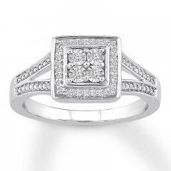 Diamond Ring 1/8 ct tw Round-cut Sterling Silver