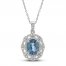 Swiss Blue Topaz & White Lab-Created Sapphire Necklace Sterling Silver 18"