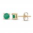 Certified Emerald Stud Earrings 14K Yellow Gold