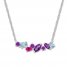 Amethyst/Aquamarine/Lab-Created Sapphire Necklace St. Silver