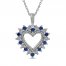 Blue Sapphire & Diamond Accent Heart Necklace 10K White Gold 18"