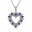 Blue Sapphire & Diamond Accent Heart Necklace 10K White Gold 18"