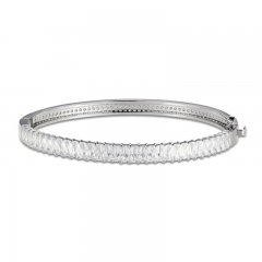 White Lab-Created Sapphire Reversible Bangle Sterling Silver