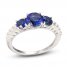 Blue/White Lab-Created Sapphire Three-Stone Ring Sterling Silver