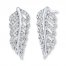 Diamond Leaf Earrings 1/4 ct tw Round-cut 10K White Gold