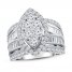 Diamond Engagement Ring 3 ct tw Round/Baguette 14K White Gold