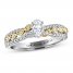 Adrianna Papell Diamond Engagement Ring 5/8 ct tw Oval/Round 14K Two-Tone Gold