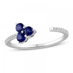 Blue Sapphire Deconstructed Ring 1/15 ct tw Diamonds 10K White Gold