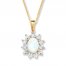 Lab-Created Opal Necklace 1/20 ct tw Diamonds 10K Yellow Gold