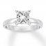 Certified Diamond Solitaire 1-1/2 ct Princess 14K White Gold