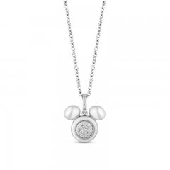 Disney Treasures Mickey Mouse Necklace 1/20 ct tw Diamonds Sterling Silver 17"