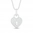 Diamond Heart Lock Necklace 1/5 ct tw Round-cut Sterling Silver 18"